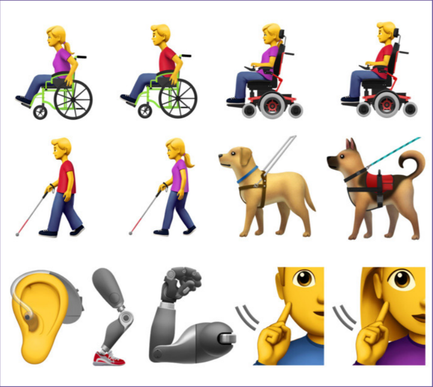 Thirteen disability related emojis