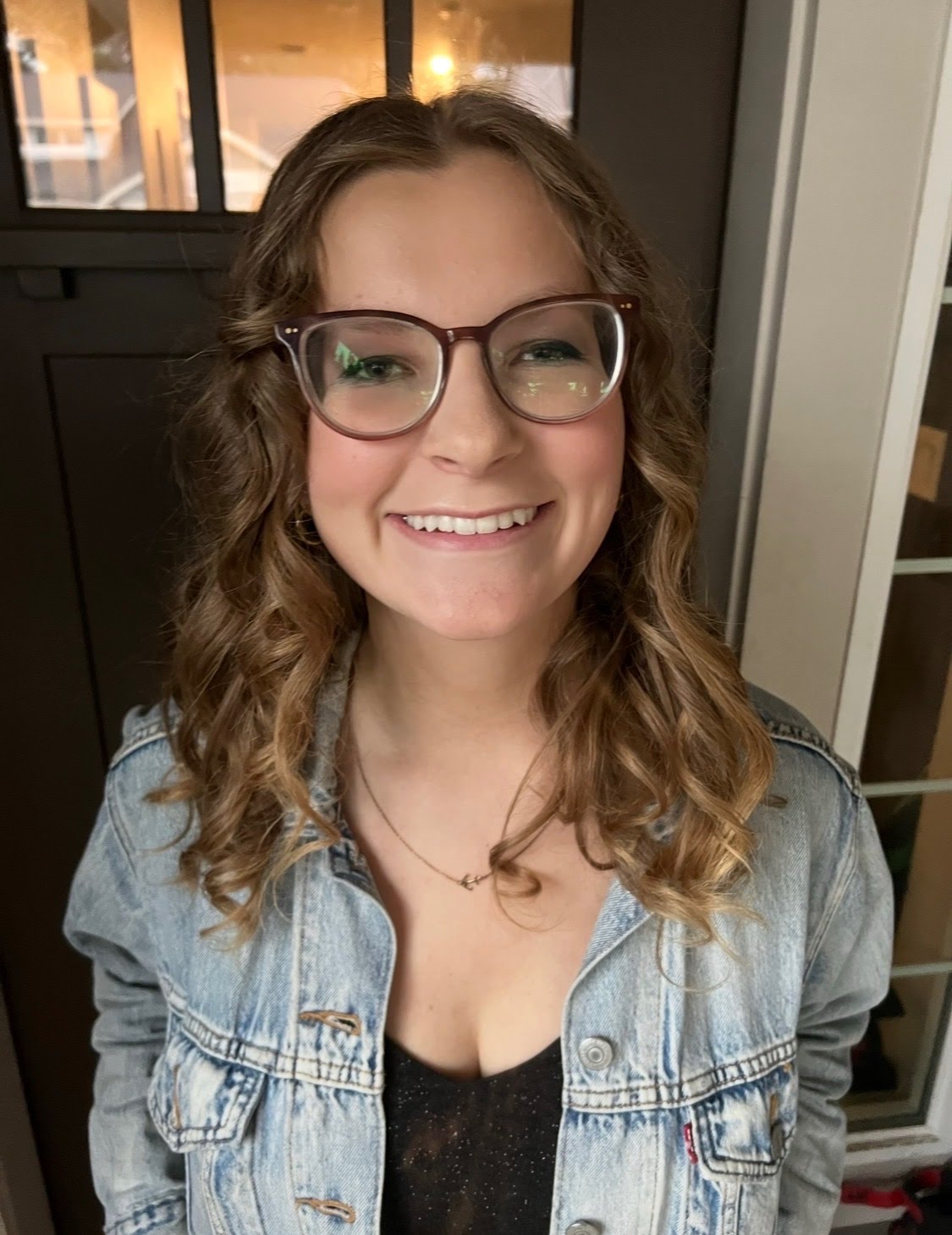 Ella Shrout in denim jacket
