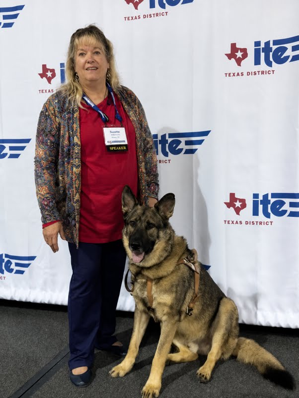 Suzette May with her guide dog, Fred