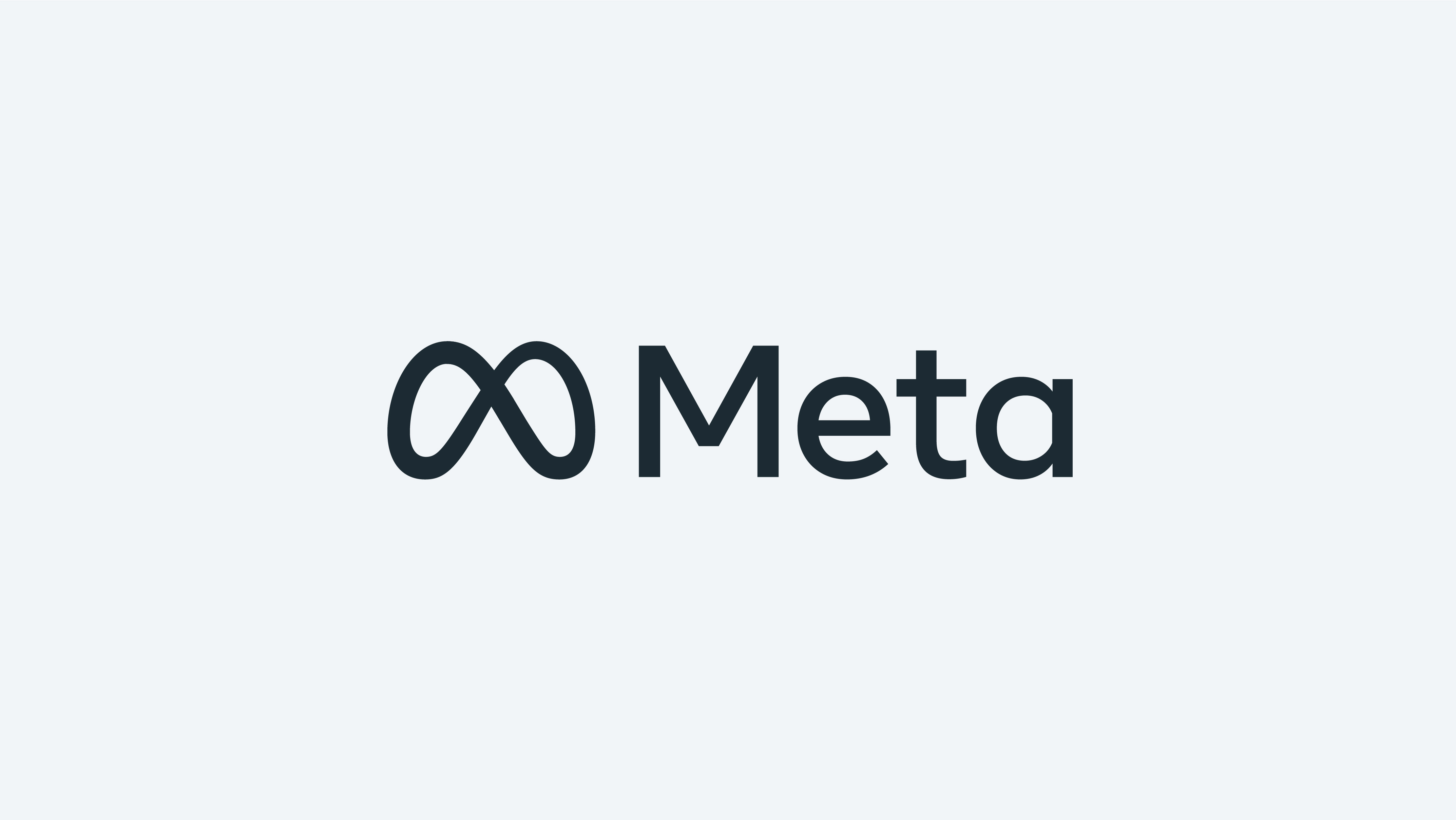 A graphic of the meta logo in black on a white background. The logo includes an infinity symbol with the words "meta".