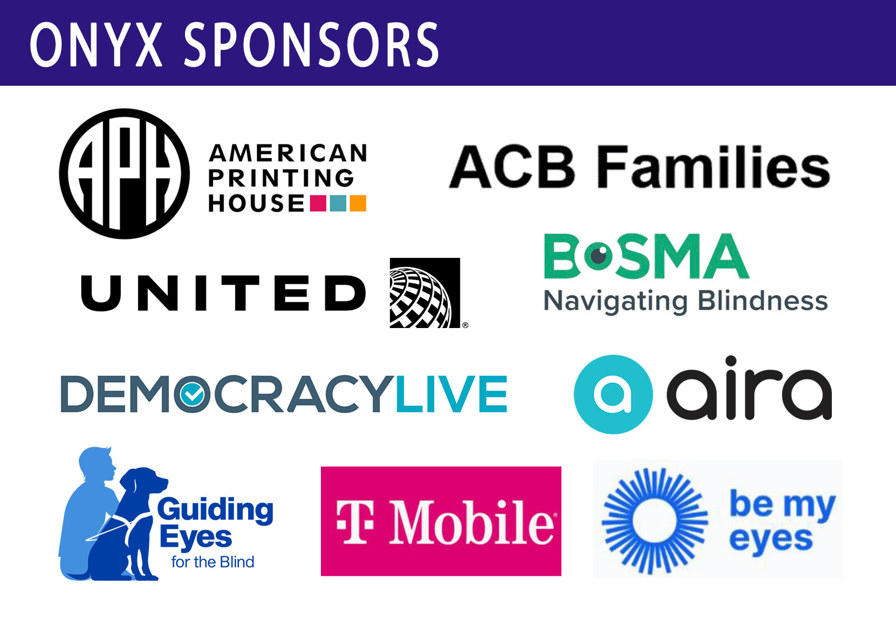 Block with Onyx Sponsor logos (sponsors listed under the block)