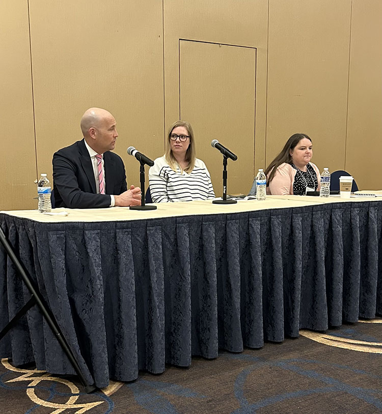 Pictured (left to right) are Jeff Farah, Chief Executive Officer of the Autonomous Vehicle Industry Association; Rachel Rathore, Federal Policy and Regulatory Affairs Specialist at Zoox; and Claire Stanley, ACB’s Director of Advocacy and Governmental Affairs at the 2026 DC Leadership Conference.