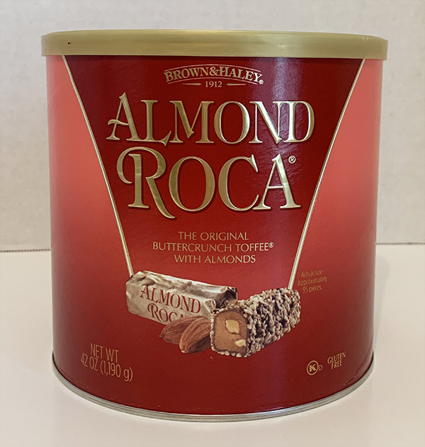 Almond Roca Candy in a Tin Canister