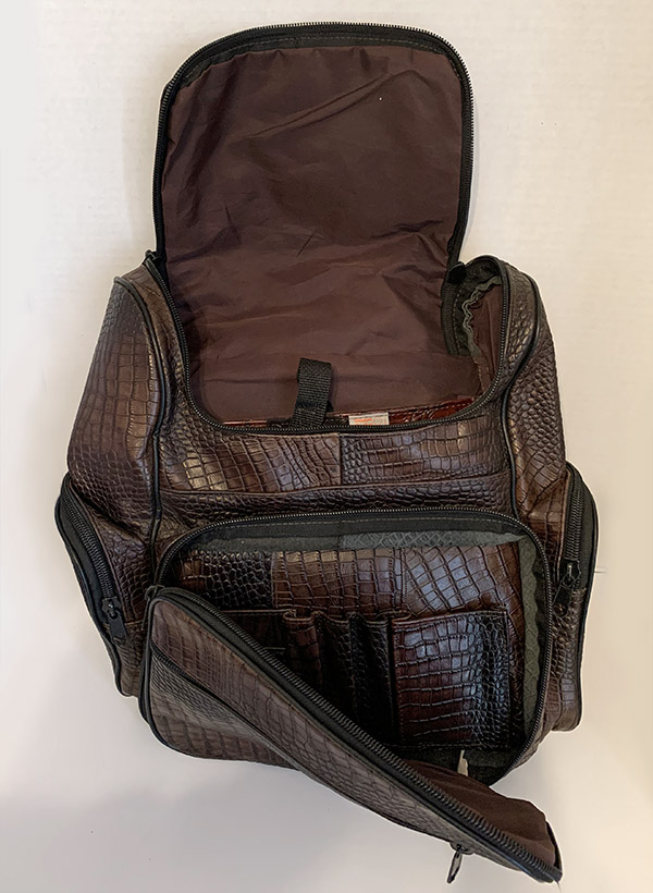 Leather backpack - open view